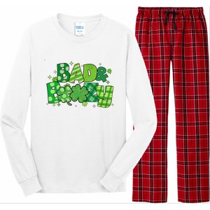 Bad And Boozy Patricks Day Lucky Shamrock Irish Long Sleeve Pajama Set