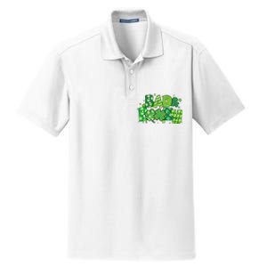 Bad And Boozy Patricks Day Lucky Shamrock Irish Dry Zone Grid Polo