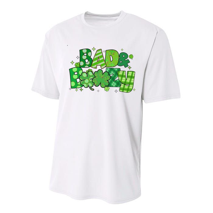 Bad And Boozy Patricks Day Lucky Shamrock Irish Performance Sprint T-Shirt