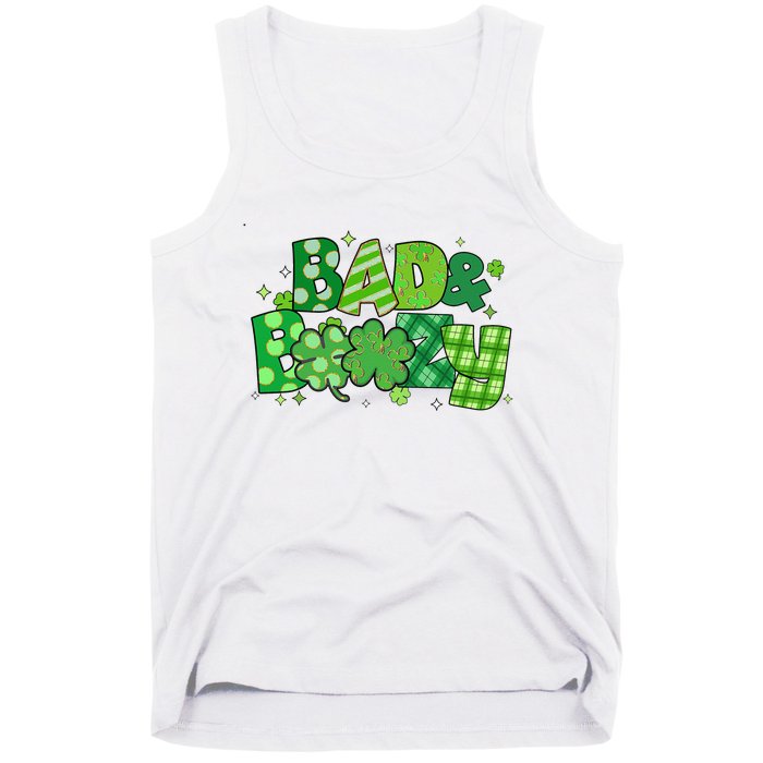 Bad And Boozy Patricks Day Lucky Shamrock Irish Tank Top