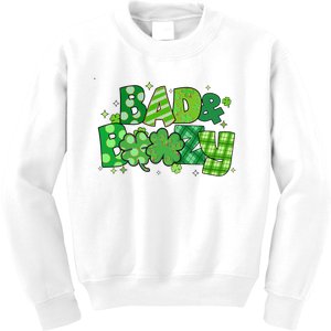 Bad And Boozy Patricks Day Lucky Shamrock Irish Kids Sweatshirt