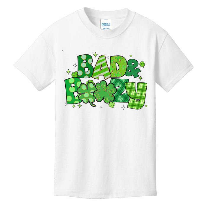 Bad And Boozy Patricks Day Lucky Shamrock Irish Kids T-Shirt