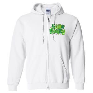 Bad And Boozy Patricks Day Lucky Shamrock Irish Full Zip Hoodie