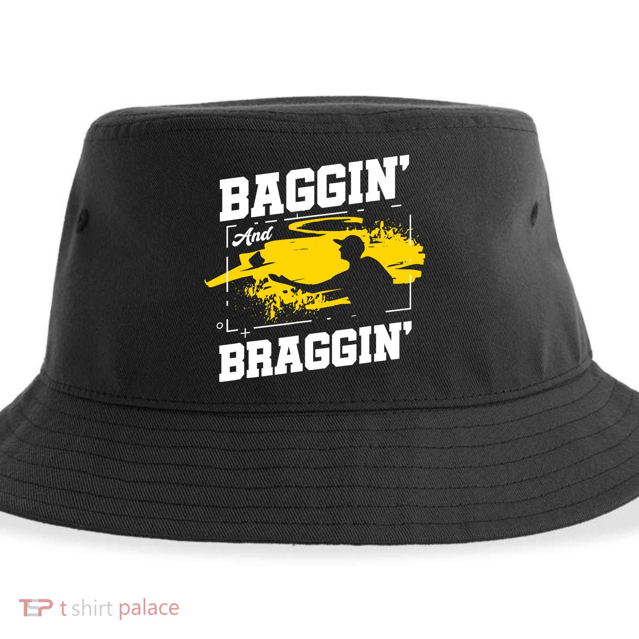 Baggin´ And Braggin´ | Bean Bag Toss | Cornhole Player Sustainable Bucket Hat