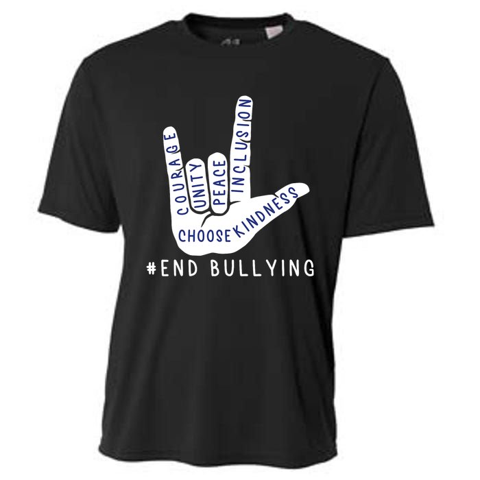 Blue Anti Bullying Love Sign Language Bully Prevention Cooling Performance Crew T-Shirt