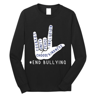 Blue Anti Bullying Love Sign Language Bully Prevention Long Sleeve Shirt