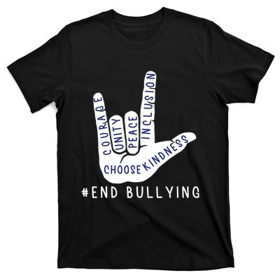 Blue Anti Bullying Love Sign Language Bully Prevention T-Shirt