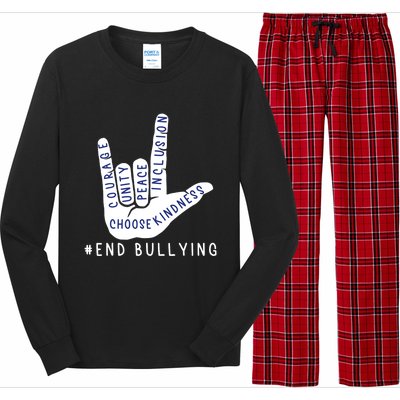 Blue Anti Bullying Love Sign Language Bully Prevention Long Sleeve Pajama Set