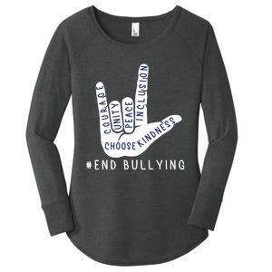 Blue Anti Bullying Love Sign Language Bully Prevention Women's Perfect Tri Tunic Long Sleeve Shirt