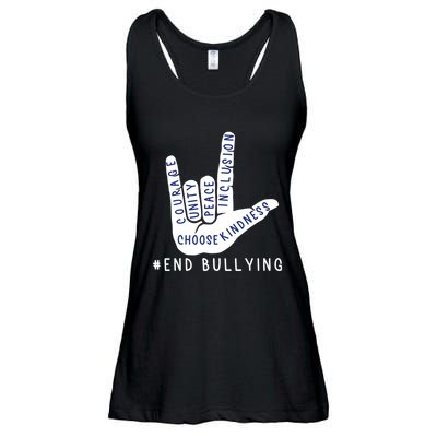 Blue Anti Bullying Love Sign Language Bully Prevention Ladies Essential Flowy Tank