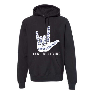 Blue Anti Bullying Love Sign Language Bully Prevention Premium Hoodie