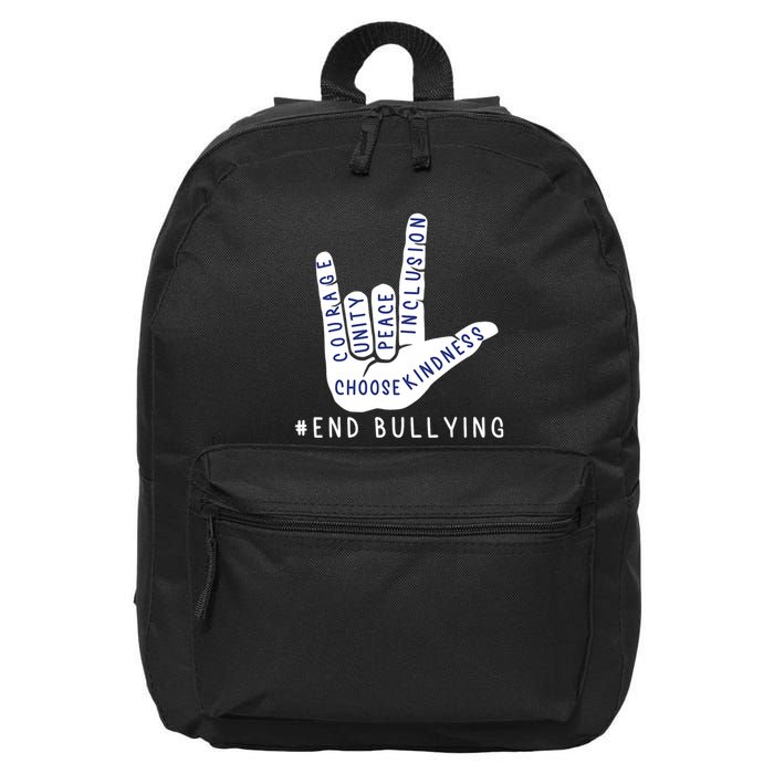 Blue Anti Bullying Love Sign Language Bully Prevention 16 in Basic Backpack