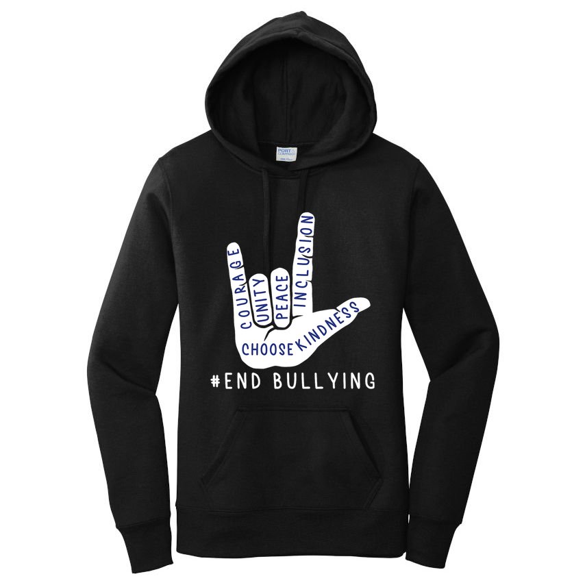 Blue Anti Bullying Love Sign Language Bully Prevention Women's Pullover Hoodie