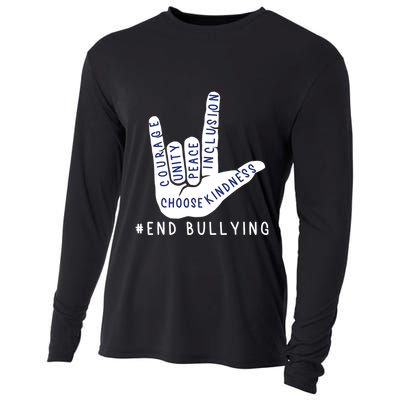 Blue Anti Bullying Love Sign Language Bully Prevention Cooling Performance Long Sleeve Crew