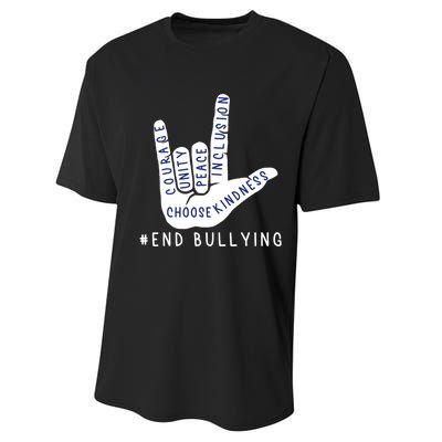 Blue Anti Bullying Love Sign Language Bully Prevention Performance Sprint T-Shirt