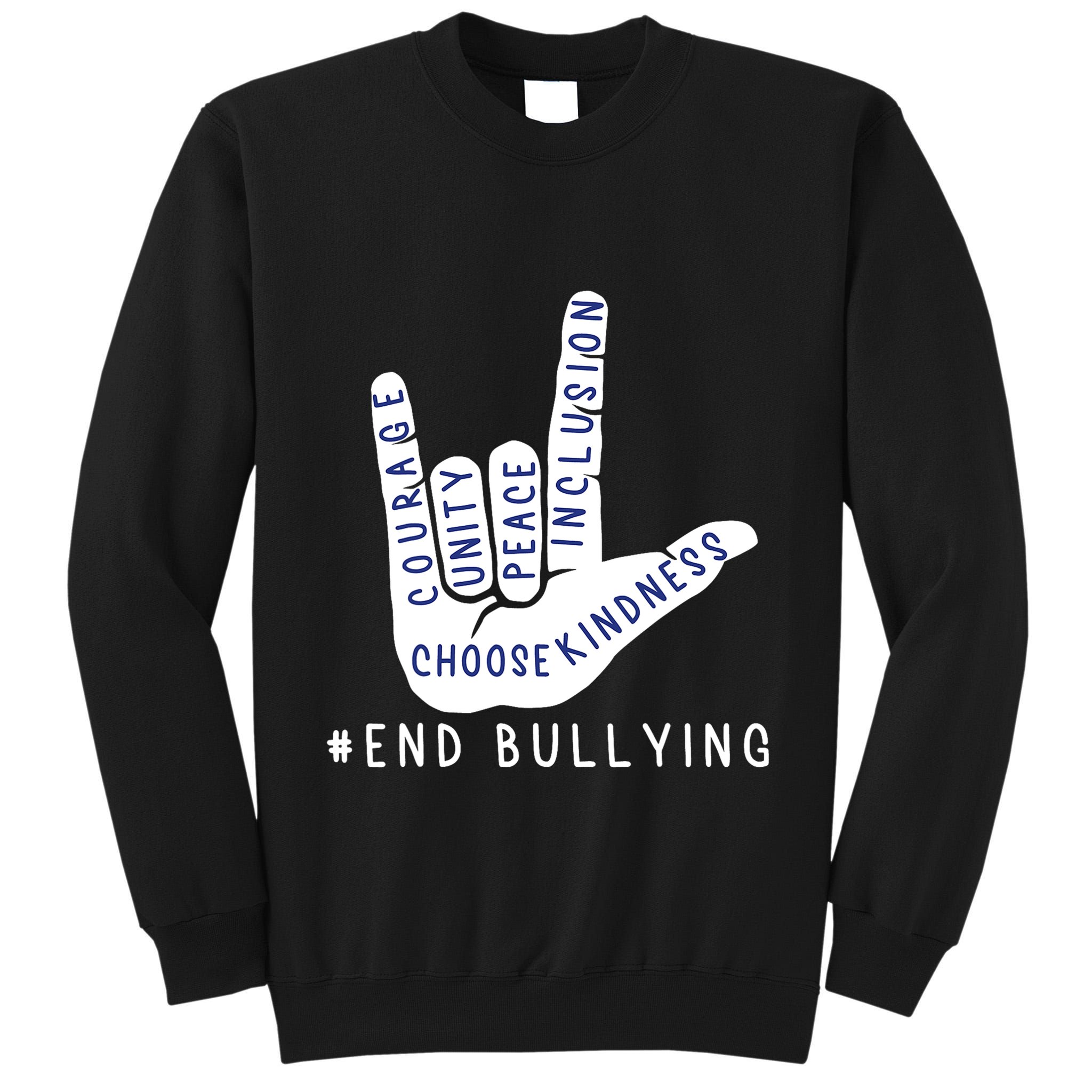 Blue Anti Bullying Love Sign Language Bully Prevention Tall Sweatshirt