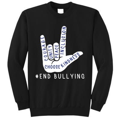 Blue Anti Bullying Love Sign Language Bully Prevention Tall Sweatshirt