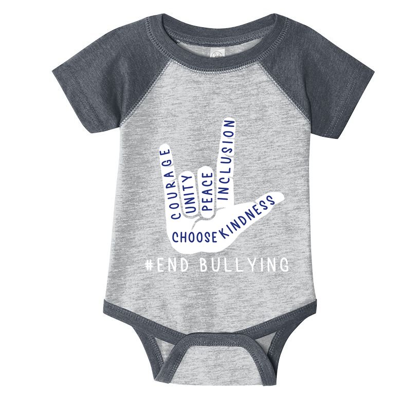 Blue Anti Bullying Love Sign Language Bully Prevention Infant Baby Jersey Bodysuit