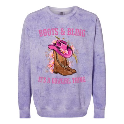 Boots and Bling its a Cowgirl Thing Cute Love Country Life Colorblast Crewneck Sweatshirt