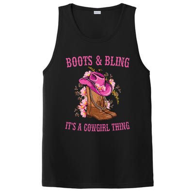 Boots and Bling its a Cowgirl Thing Cute Love Country Life PosiCharge Competitor Tank