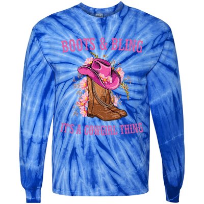 Boots and Bling its a Cowgirl Thing Cute Love Country Life Tie-Dye Long Sleeve Shirt