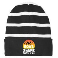 Bows And Boos Y'all Striped Beanie with Solid Band