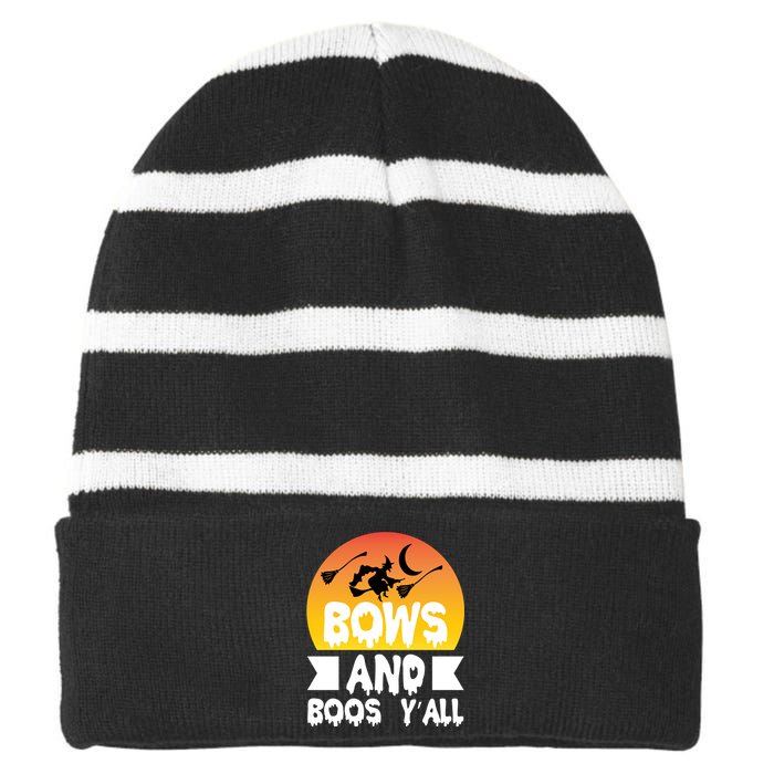 Bows And Boos Y'all Striped Beanie with Solid Band