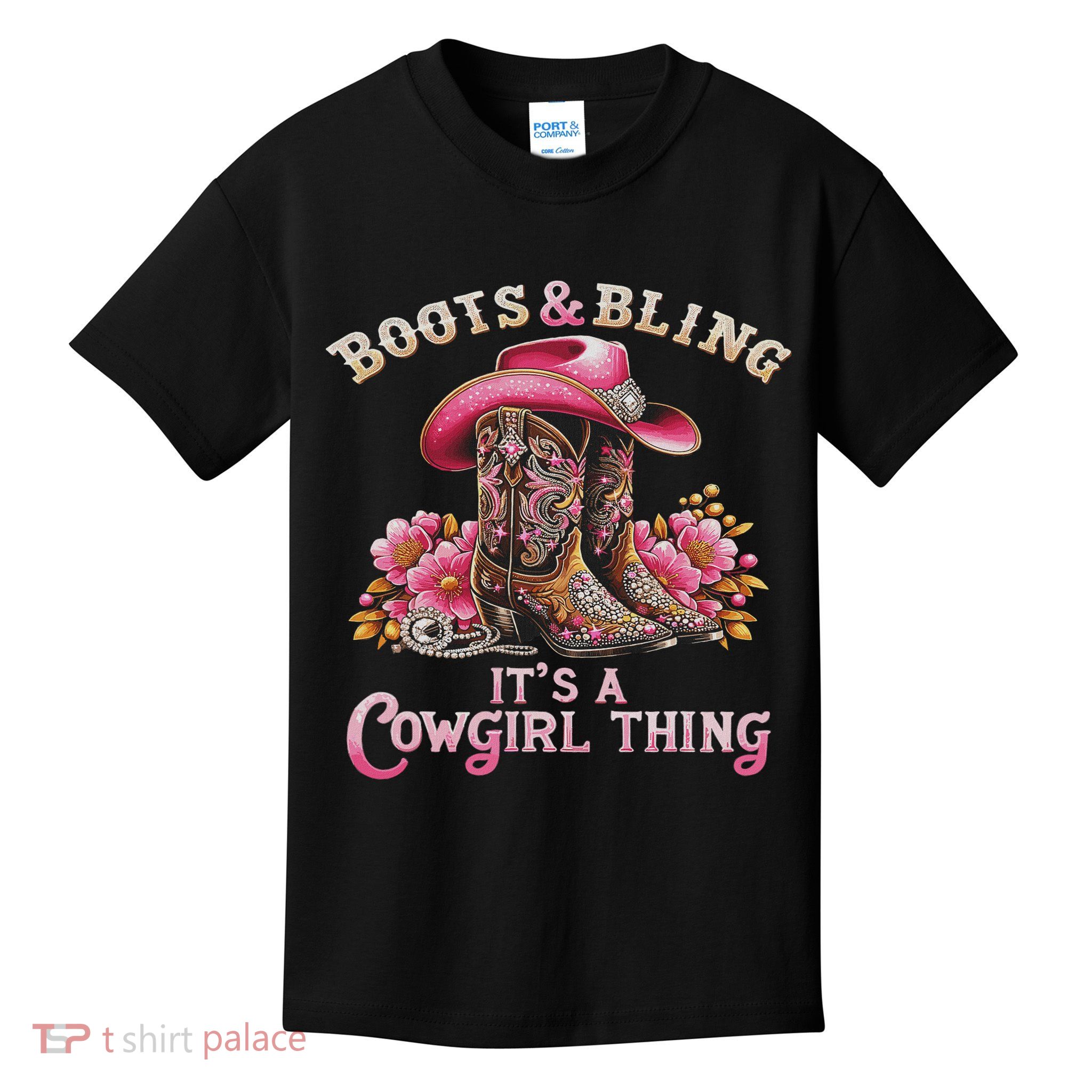 Boots And Bling Its A Cowgirl Thing Country Kids T-Shirt