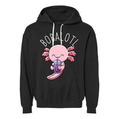 Bobalotl Axolotl Boba Tea Bubble Milk Garment-Dyed Fleece Hoodie