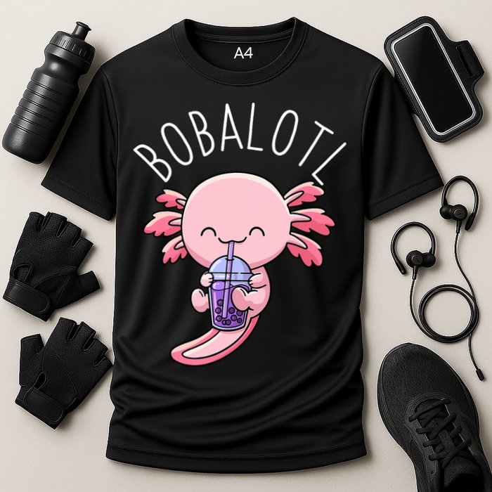 Bobalotl Axolotl Boba Tea Bubble Milk Cooling Performance Crew T-Shirt