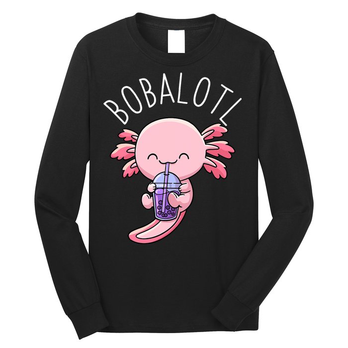 Bobalotl Axolotl Boba Tea Bubble Milk Long Sleeve Shirt