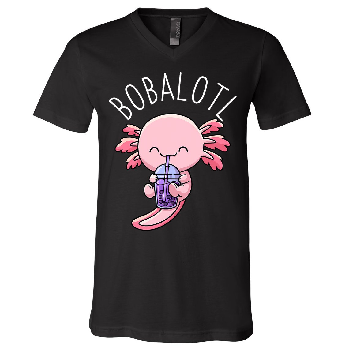 Bobalotl Axolotl Boba Tea Bubble Milk V-Neck T-Shirt