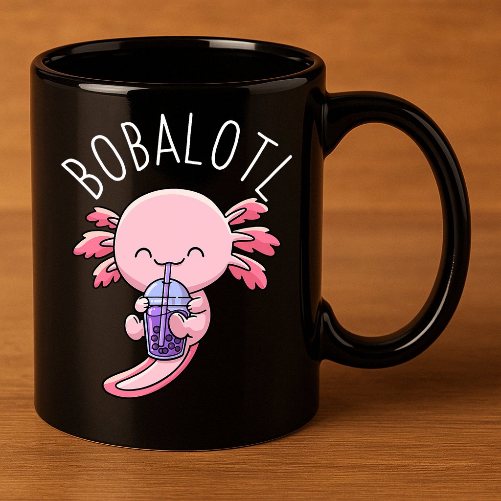 Bobalotl Axolotl Boba Tea Bubble Milk 11oz C Handle Ceramic Mug