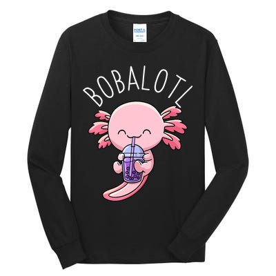Bobalotl Axolotl Boba Tea Bubble Milk Tall Long Sleeve T-Shirt