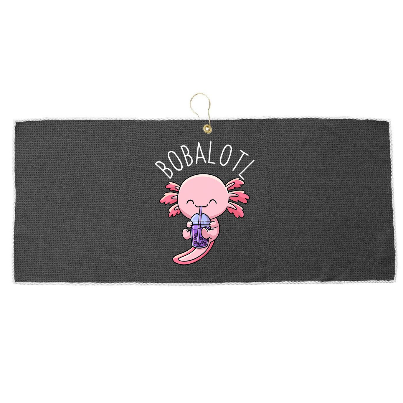 Bobalotl Axolotl Boba Tea Bubble Milk Large Microfiber Waffle Golf Towel