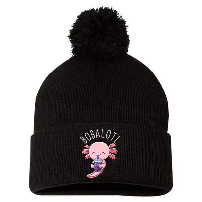 Bobalotl Axolotl Boba Tea Bubble Milk Pom Pom 12in Knit Beanie