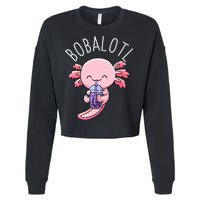 Bobalotl Axolotl Boba Tea Bubble Milk Cropped Pullover Crew