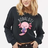 Bobalotl Axolotl Boba Tea Bubble Milk Cropped Pullover Crew