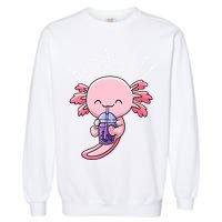 Bobalotl Axolotl Boba Tea Bubble Milk Garment-Dyed Sweatshirt