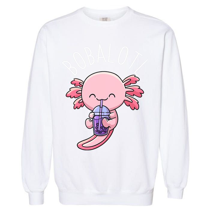 Bobalotl Axolotl Boba Tea Bubble Milk Garment-Dyed Sweatshirt