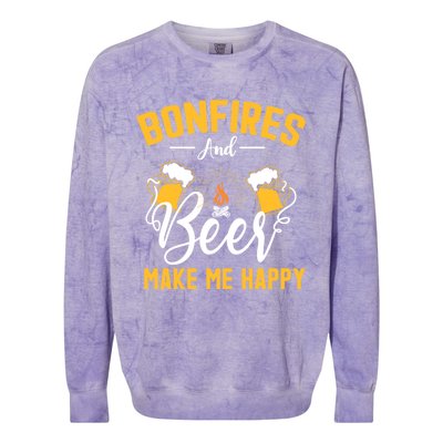 Bonfires And Beer Make Me Happy Funny Camping Gift Funny Gift Colorblast Crewneck Sweatshirt