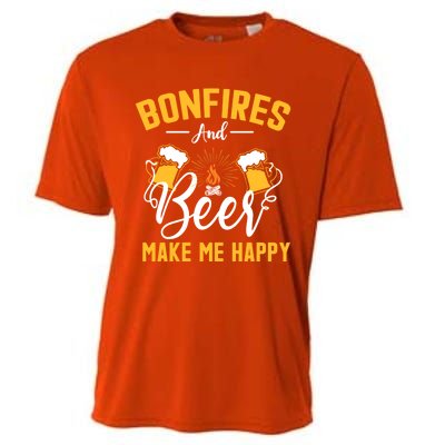 Bonfires And Beer Make Me Happy Funny Camping Gift Funny Gift Cooling Performance Crew T-Shirt