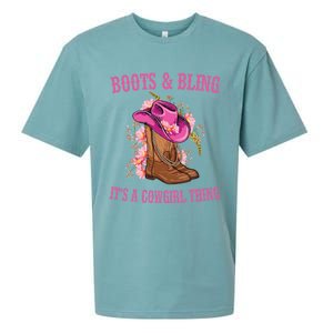 Boots And Bling Its A Cowgirl Thing Cute Love Country Life Sueded Cloud Jersey T-Shirt