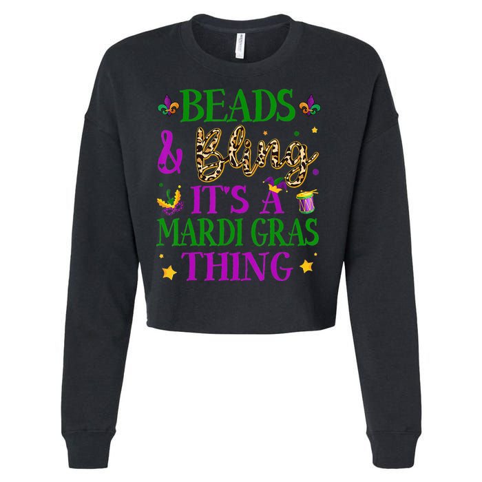 Beads And Bling It's A Mardi Gras Thing Beads And Bling Cropped Pullover Crew