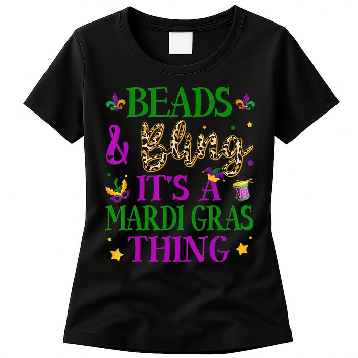 Beads And Bling It's A Mardi Gras Thing Beads And Bling Womens T-Shirt