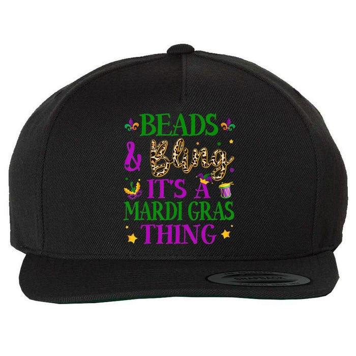 Beads And Bling It's A Mardi Gras Thing Beads And Bling Wool Snapback Cap