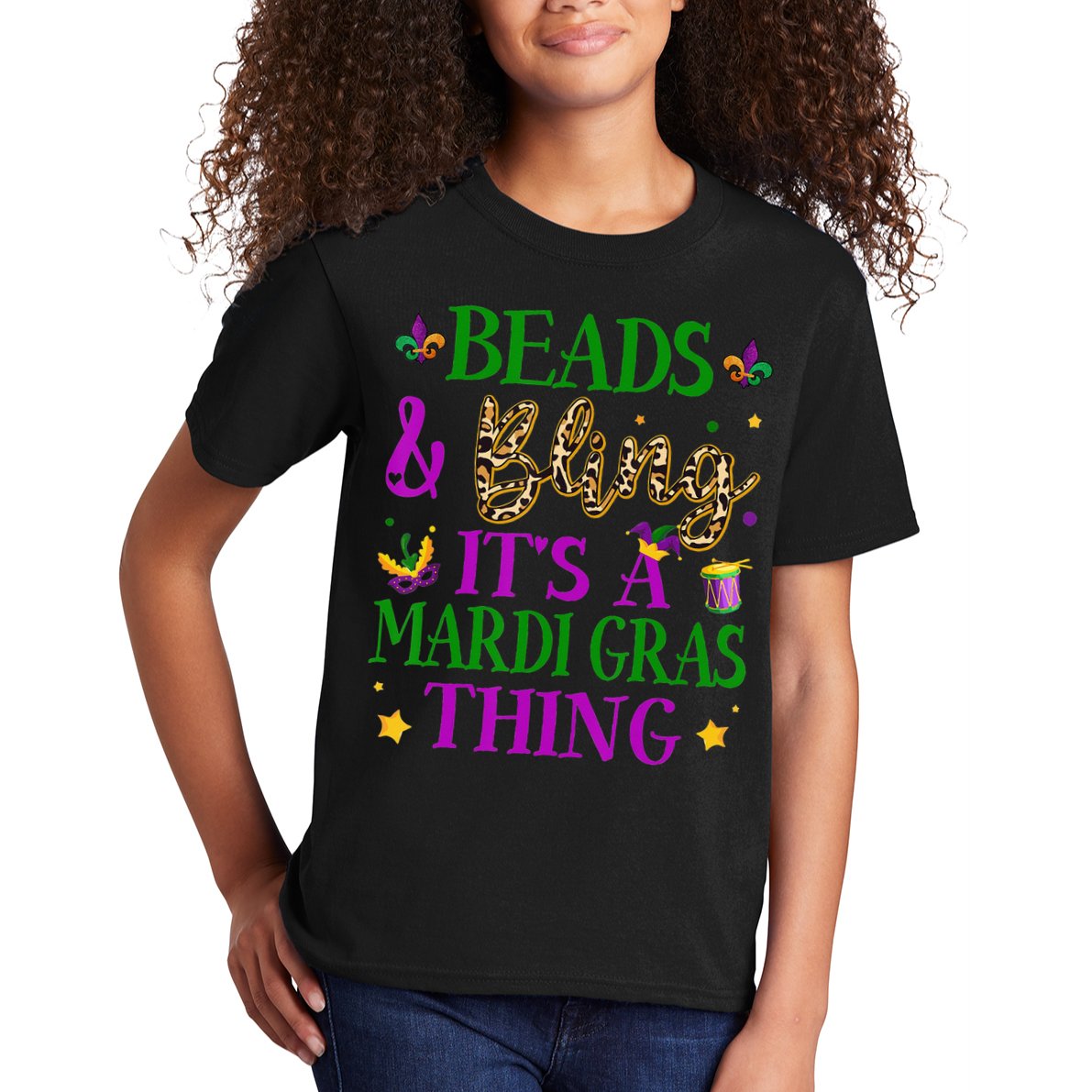 Beads And Bling It's A Mardi Gras Thing Beads And Bling Kids T-Shirt