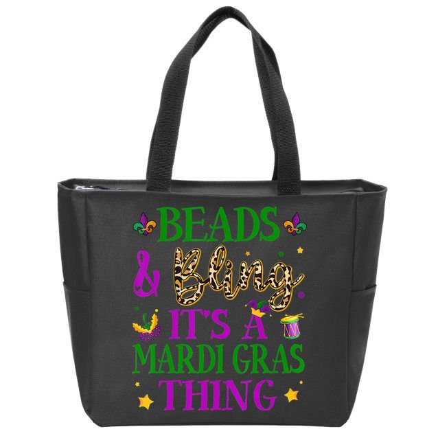 Beads And Bling It's A Mardi Gras Thing Beads And Bling Zip Tote Bag