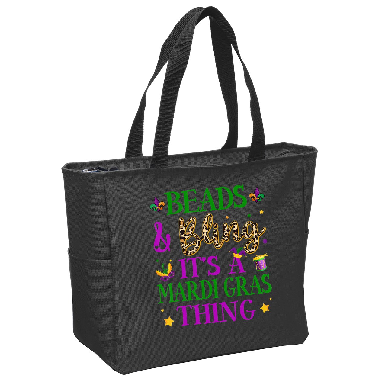 Beads And Bling It's A Mardi Gras Thing Beads And Bling Zip Tote Bag