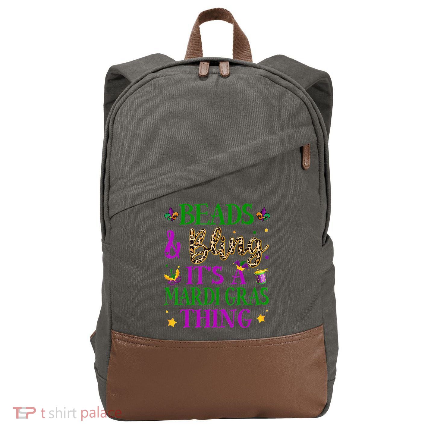 Beads And Bling It's A Mardi Gras Thing Beads And Bling Cotton Canvas Backpack